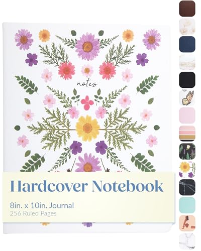 Carnet ligné floral gravé couverture rigide Eccolo de bureau élégant