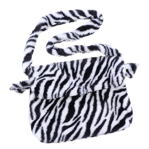 Sac bandoulière zèbre en peluche raffiné au design chaud et élégant pour femme
