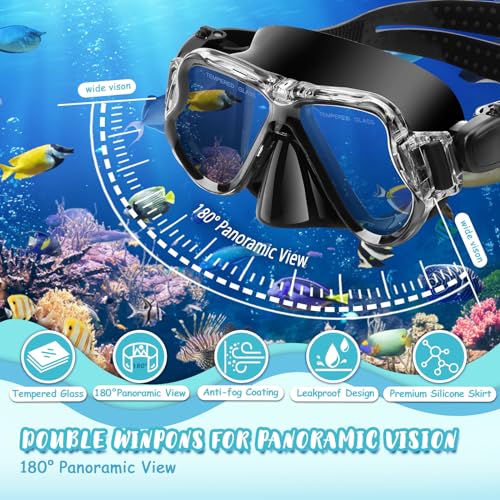 CTSAYTL Snorkeling Gear for Kids Ages 6-14, Kids Mask Fins Snorkel Set with Panoramic View Anti Fog Mask, Dry Top Snorkel, Trek Fins and Travel Bag, Dry Top Snorkel Set for Youth Boys Girls Junior - Thumbnail 2