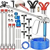 25PCS Airless Paint Sprayer Gun Kit, 3600PSI Airless Spray Gun with 50Ft and 4.92Ft High Pressure Hose, 6PCS Reversible Spray Tips & 6PCS Filters & 4PCS Extension Rod & Guide Tool & 2PCS Nozzle Seat