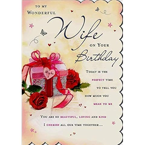 STUNNING TOP RANGE WONDERFULLY WORDED 5 VERSE TO MY WONDERFUL WIFE BIRTHDAY CARD Cover