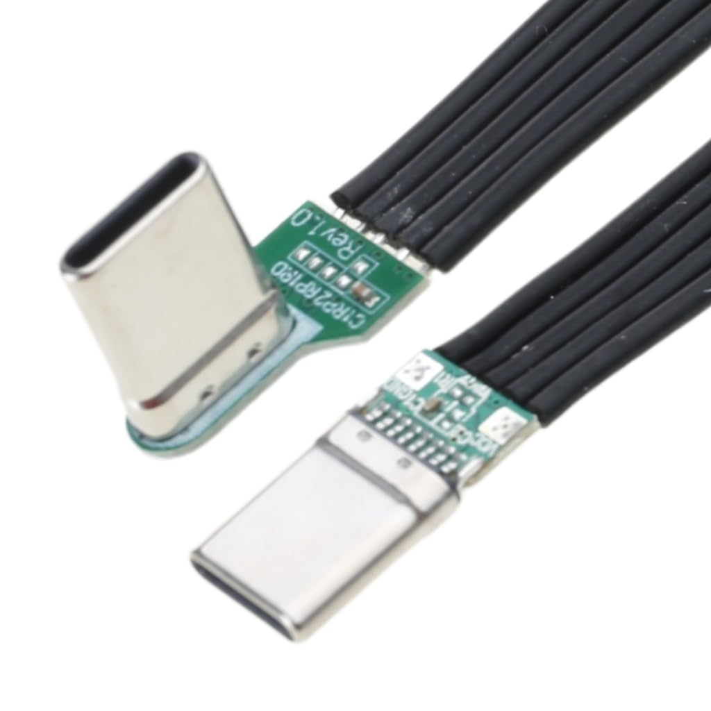 Elnwnnkc Flexible Flat Silicone USB C to USB C Cable Angled for Camera Phones 60W Fast Charging 480Mbps Data