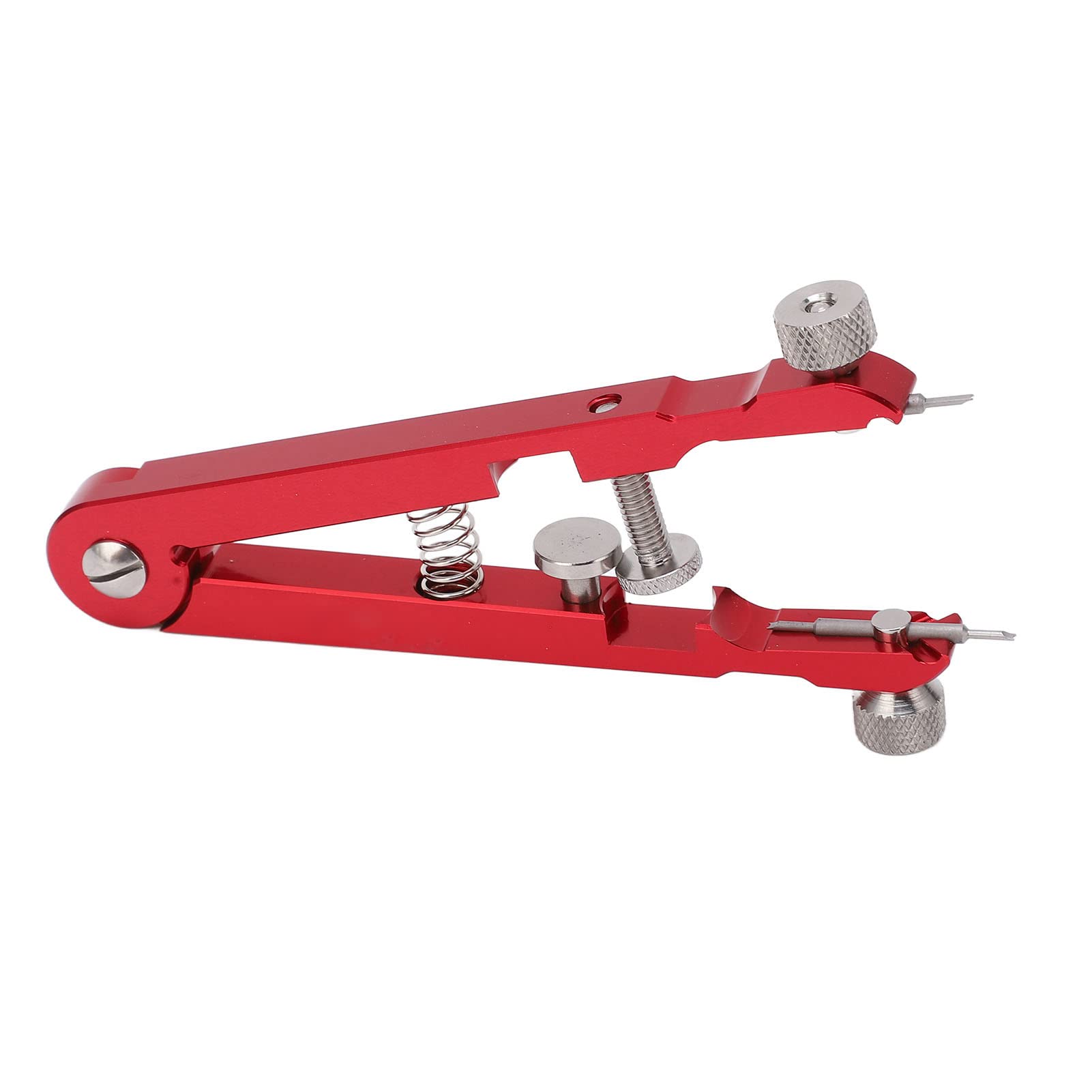 Pince à barrettes de montre avec 6 embouts, outil de retrait de bracelet de montre en alliage d’aluminium, forme en V, pour un réglage rapide de la sangle et un remplacement des ba (Rouge)
