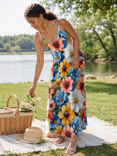 Image of SUZONANA Women Plus Size Summer Maxi Dress Spaghetti Strap Loose Sundress