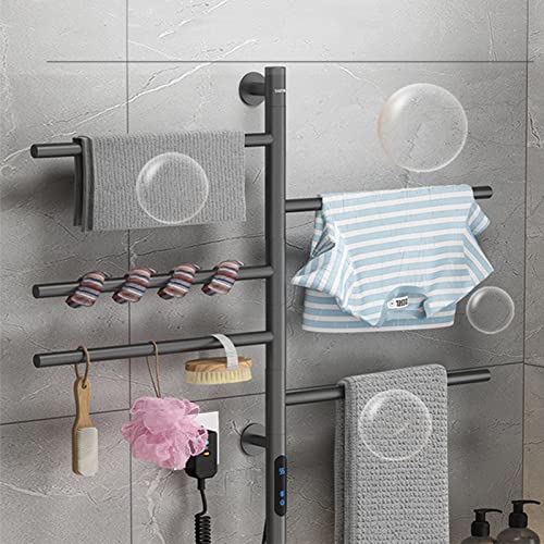Sèche-serviettes électrique rotatif 180° 82W avec thermostat réglable et minuterie - 4