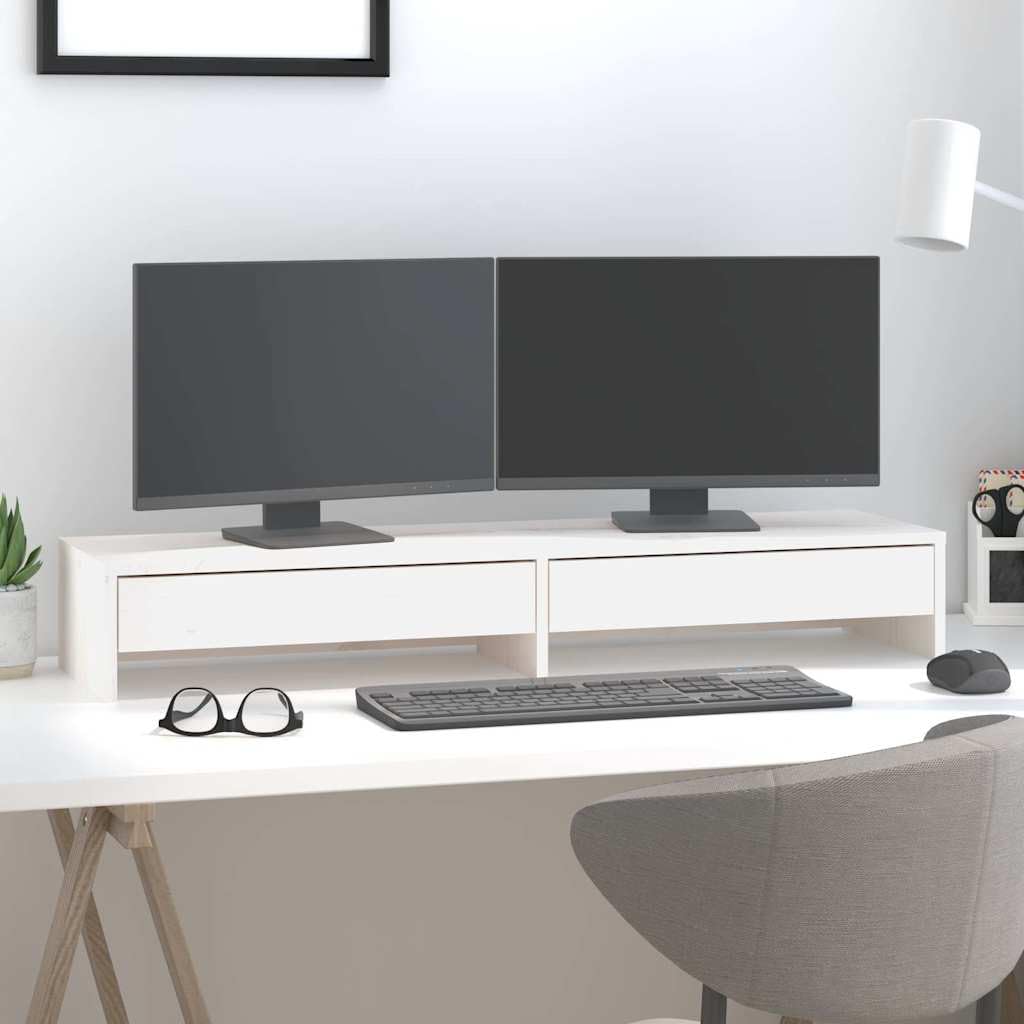 Soporte para monitor de madera de pino con cajones