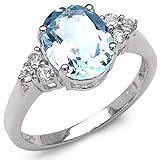  Blau-Topas/White-Topas-Ring-925 Sterling Silber-3,55 Karat-Gr.60