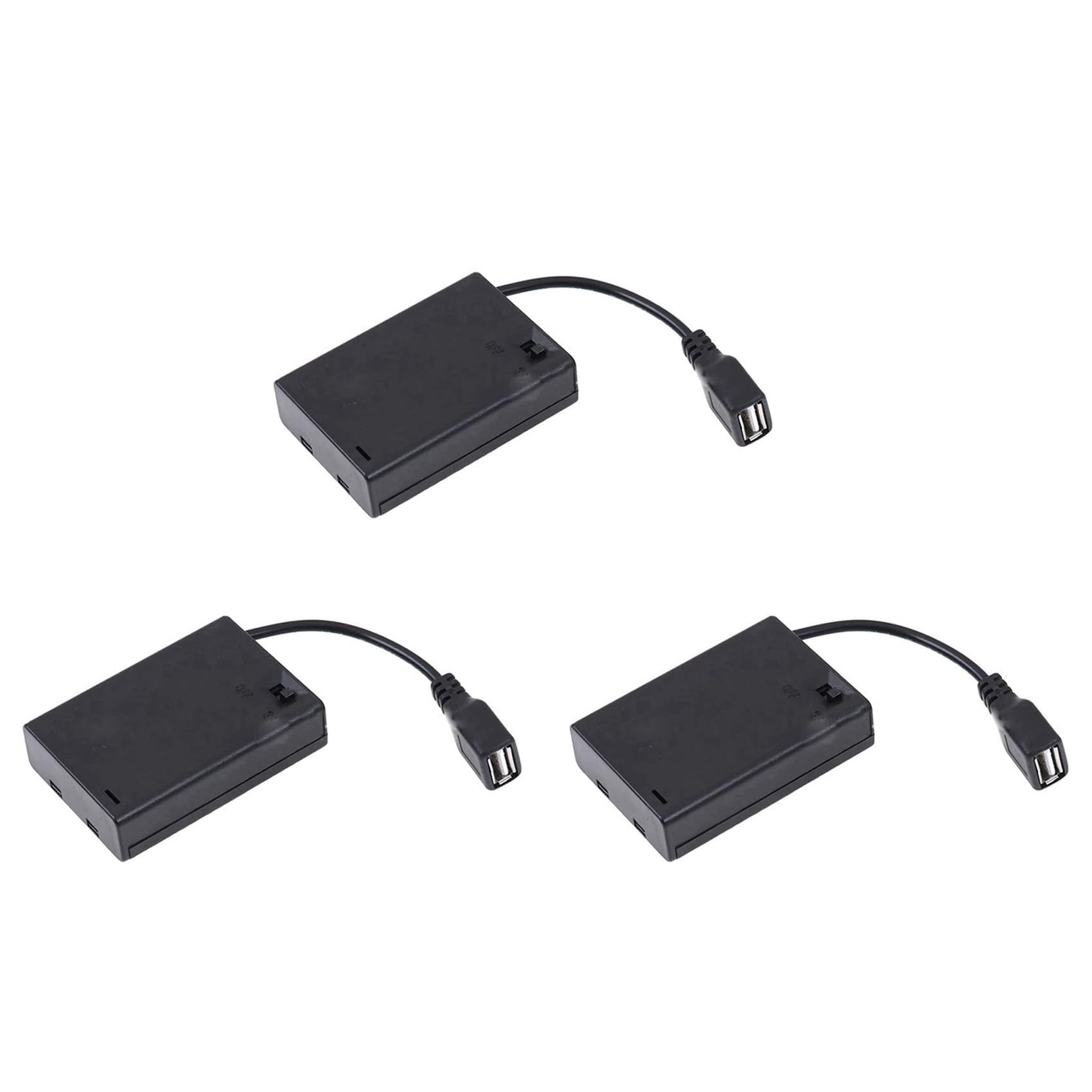Jnchdghwa Women's Black 3Pcs 3Xaa Battery Case With Cover And Switch Connected To Usb Connector Usb Socket Battery Holder