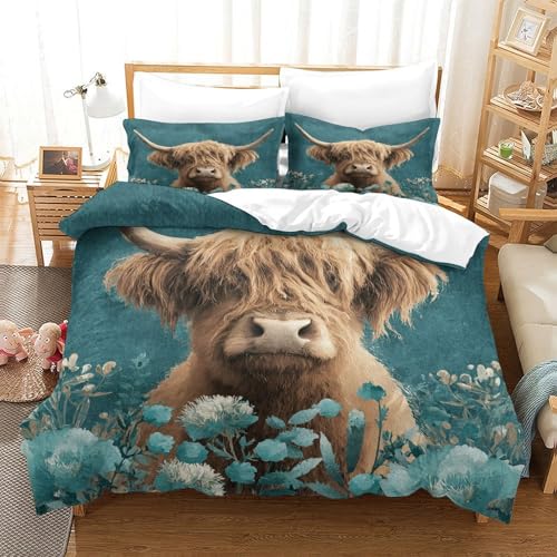 Housse de couette Highland 220x240 cm avec 2 taies d'oreiller en microfibre