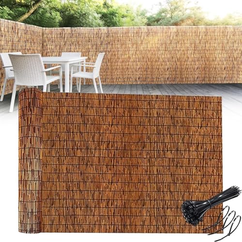Cañizo Natural en Rollo para Ocultación y Privacidad, Valla de Bambú para Jardín, Terraza o Balcón, Cerramiento Exterior Resistente a la Intemperie, Ecológico y Decorativo(Marrón,1.20mx5.0mx2pack)