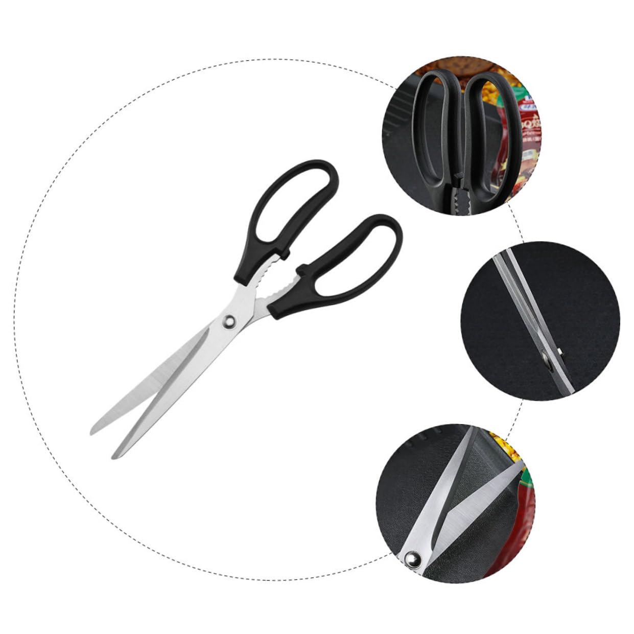 Ciieeo 2pezzi Forbici Da Cucina Acciaio Inossidabile Utensile Multifunzionale Per Pesce e Per Cucina Domestica e Barbecue Nero
