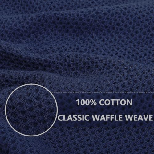 Image of Homaxy 100% Cotton Waffle Weave Kitchen Dish Towels 6-Pack, Dark Navy | 13 x 28 Inches, Ultra Soft Absorbent Dish Towels, Quick Drying Cleaning Towels