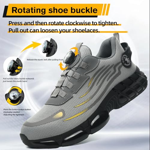 Sicherheitsschuhe Herren Sportliche Arbeitsschuhe Leicht Trends Drehknopf Anti-Smash und Anti-Punktur Arbeit Versicherung Schuhe Unisex – Bild 5