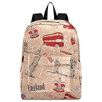 ZzWwR London Art Big Ben Bus Large Laptop Backpack,Durable Portable Travel Bag for Boys Girls School Bookbag Work Fit 16.5 Inch Notebook