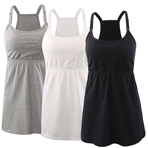Image of KUCI Maternity Nursing Tank Top, Women Maternity Cami Nursing Sleep Bra Breastfeeding Tops for Pregnancy