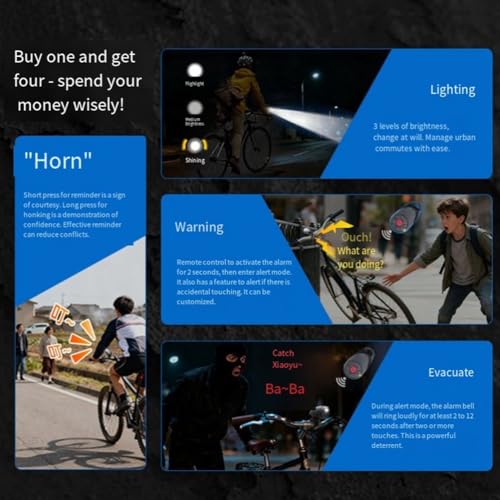 Control Remoto para Luz de Bicicleta con Timbre de Alta Sonora 5