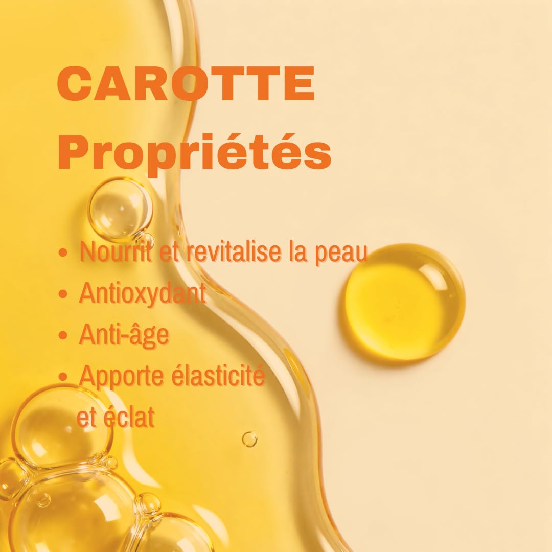 QKnatur - HUILE DE CAROTTE 100 ml - 100% pure et naturelle - Bronzant solaire naturel - Hydrate et rajeunit la peau - Répare les cheveux - Flacon en verre