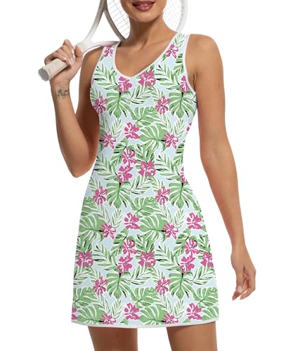 FKEEP Damen Fk3121 Tenniskleid, Z-rote Blume,...