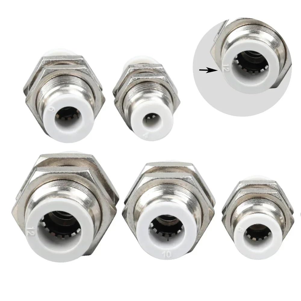 5/10/20 piezas PM compresor neumático manguera de aire kit conector rápido tubo recto mamparo adaptador de tubo 4 6 8 12 8 mm (PM8-8 O.D.8 mm, 10 piezas)