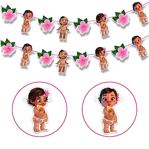 Image of BBY Mna Garland Decoration - Tropical Island Theme Birthday Party Supplies - Colorful Hawaiian Luau Garland for Birthday, Baby Shower, Family Celebration, School Events, and Cartoon Inspired Decor