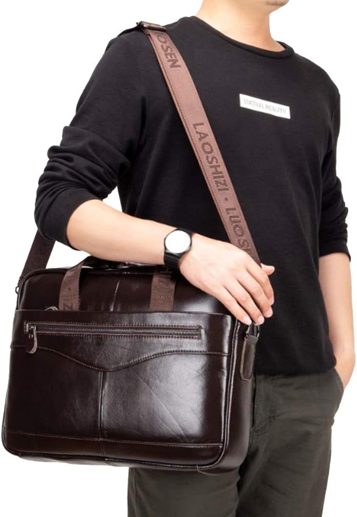 Hebetag Small Leather Sling Shoulder Bag Messenger Pack for Men Women Outdoor Travel Business - Image 2