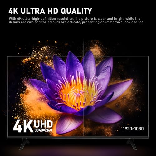 50 inch UHD 4K Smart TV, D-LED backlight Television, Borderless Design,HDMI USB DVB-T2/S2 RJ45 Interface, large screen for living room, bedroom, home entertainment - Black - Image 4