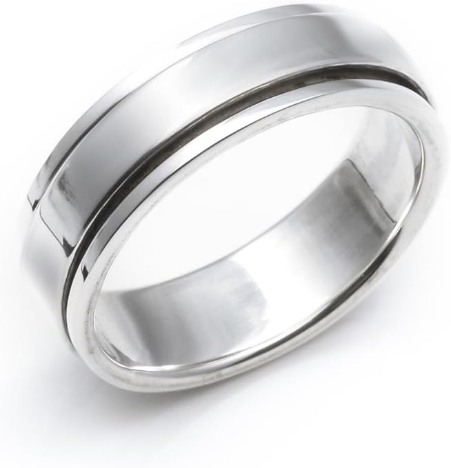 Silverly Sterling Silver Fidget Rings for Anxiety Women's and Men's - 6mm Simple Flat Band Spinner Rings - Classic Wedding Ring - 925 Silver Anxiety Ring