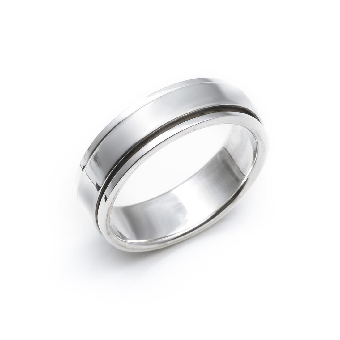 Silverly Anillo Giratorio Ancho Mujer Hombre Unisex en Plata de Ley .925 Banda 6mm