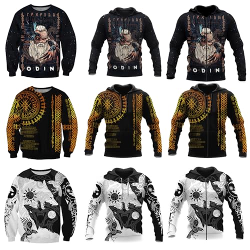 Odin Valhalla Wolf Spring Autumn Polyester Pullover 3D Print Sweatshirt Scandinavian Compass Medieval Berserker Gift3