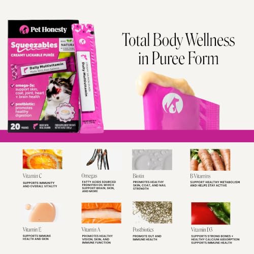 Image of Pet Honesty Vet Backed Cat Multivitamin Lickable Puree, Salmon, 20 Ct