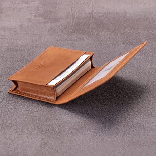 Image of HISCOW Business Card Holder with Large Compartment - Full Grain Leather