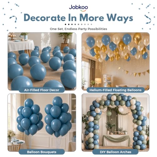 Image of Jobkoo Slate Blue Balloons 12 Inch, Dusty Dark Teal Blue Latex Balloon
