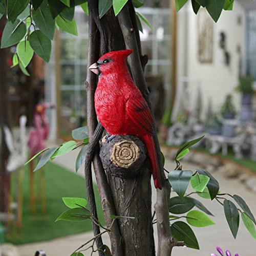 Lanshanchu Garden Statue Cardinal - Tree Hugger Garden Hanging Peeker Largest Red Birds Figurine, Indoor Outdoor Art Ornament Sculpture, Tree Decorations #TOP4