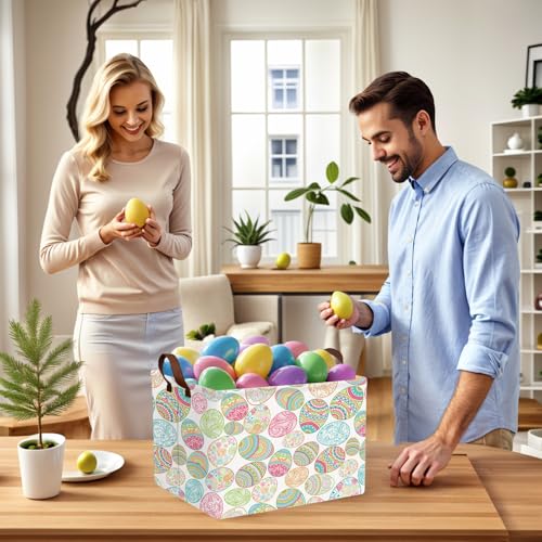 Image of Kid Rectangular Empty Easter Basket for Girl Boy Bunny Eggs Easter Basket Gift Baby Room Decor Storage Organizer (Bohemian Retro)