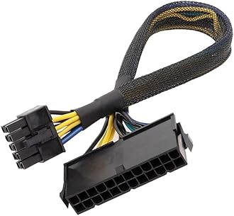 lilila-ree 24 Pin to 10 Pin ATX PSU Main Power Adapter Braided Sleeved Cable for IBM Lenovo PCs and Servers 12-inch(30cm)