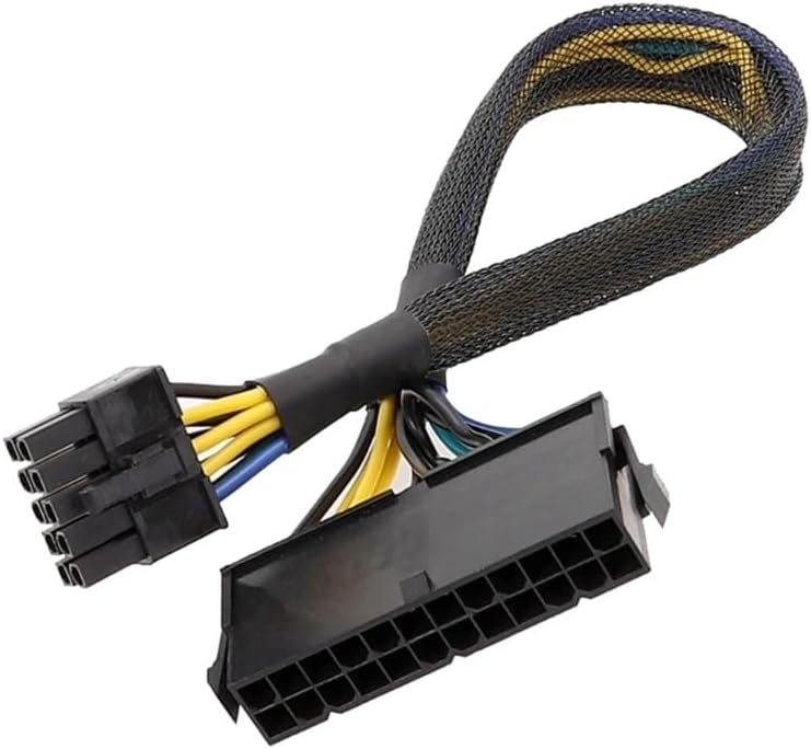 24 Pin to 10 Pin ATX PSU Main Power Adapter Braided Sleeved Cable for IBM Lenovo PCs and Servers 12-inch(30cm)