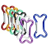 Hitefu 7 Pack Bone Shape Keychain Clip, Aluminum Alloy Key Holder, Multicolor Snap Key Ring, Outdoor Travel Carabiner for Dog Leash, Bottle Holder