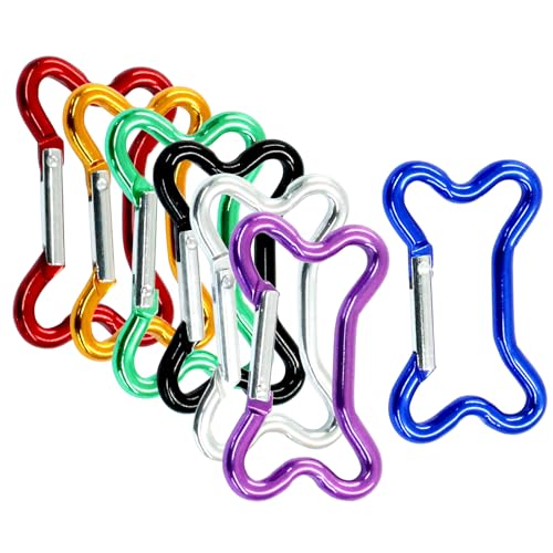 Hitefu Bone Shape Keychain Clip, 7 Pack, Multicolor