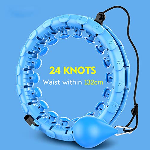 Weighted Smart Hula Hoop for Adults and Kids Exercising, 2 in 1 Abdomen Fitness Weight Loss Massage Non-Fall Hoola Hoops, 24 Detachable Knots Adjustable Weight Auto-Spinning Ball (Blue) - Thumbnail 5