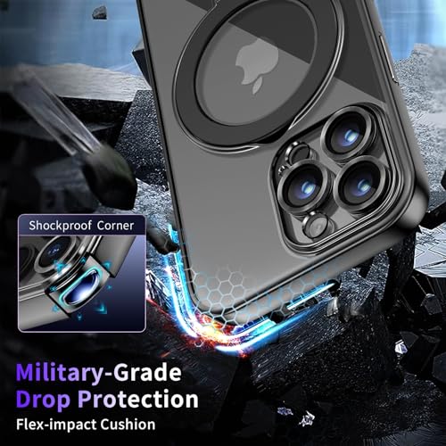 Image of Magnetic for iPhone 16 Pro Max Case with Invisible Stand[Compatible with MagSafe][Full Camera Lens Protector][Military Drop Protection] Shockproof Not Yellowing Clear Soft Slim for Women Men