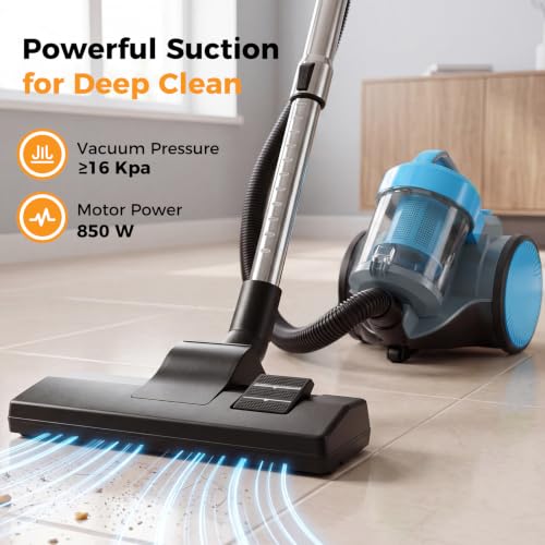 Image of NEWBULIG Canister Vacuum Cleaners for Home, Bagless Vacuum Cleaner, Blue