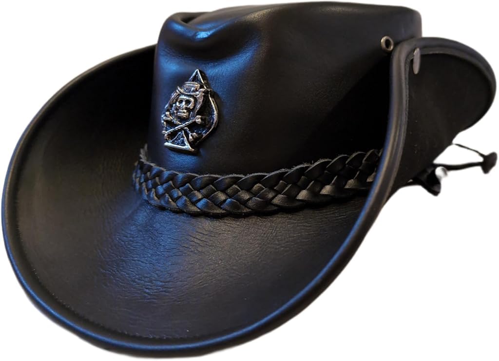 H15 Cowboyhut Skull - Lemmy Style Lederhut aus hochwertigem Rinderleder