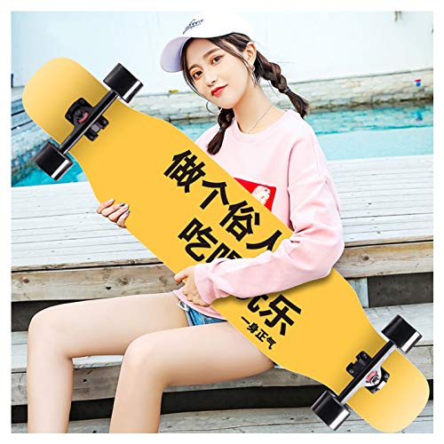 HBNING Longboard - Patineta de 43 pulgadas, 8 capas de arce canadiense para niños, niñas, jóvenes, principiantes, patineta completa para crucero, tallado, estilo libre y cuesta abajo