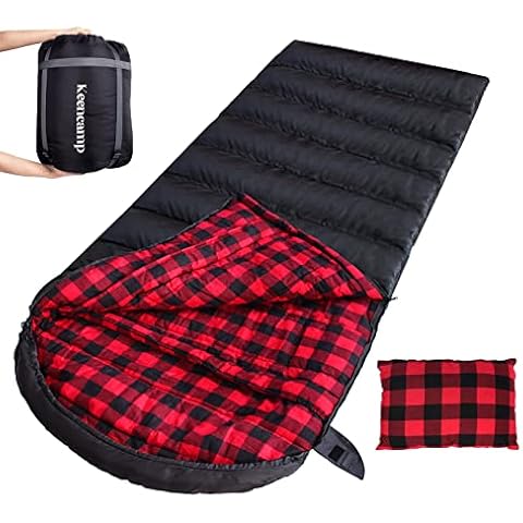Keencamp Outdoor Schlafsack Ultraleichter, 3-4 Jahreszeiten Deckenschlafsack mit Rechts Reißverschluss, Erweitert und Größer Schlafsack für Erwachsene, Camping Reisen Jagd Andere Outdoor-Aktivitäten Cover