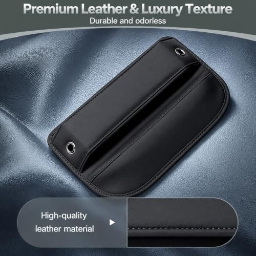 Image of Car Seat Gap Filler Organizer for Car, SUV & Truck | Premium Leather Seat Gap Storage Box | Prevents Phone, Keys & Coins from Falling | Universal Fit 0.2-1.2 Inch Gap | Black, 1 Pack