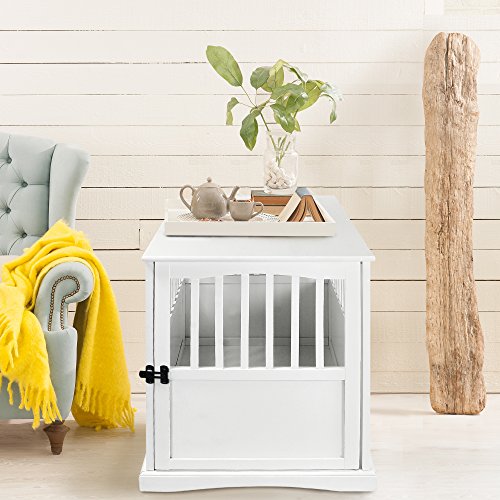 Casual Home Wooden Large Pet Crate, End Table, White - Image 3