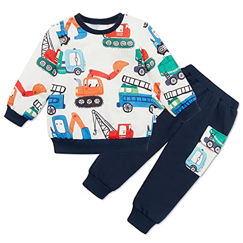 Baby Clothes Boy Fall Winter Clothing Outfits Pullover Set for 2-3T Boys Clothes Sweatshirt Excavator Pattern