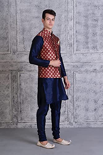 Image of Uri and MacKenzie Men's Silk Blend Kurta Pajama with Designer Ethnic Nehru Jacket /Modi Jacket