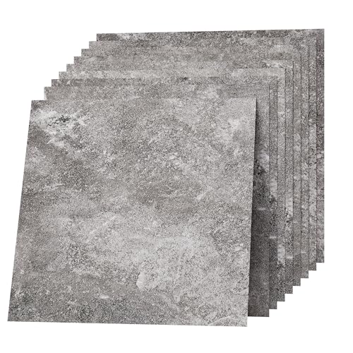 30 x 30 cm, rivestimento per pavimenti in PVC, autoadesiva, design marmo, effetto piastrelle, in vinile, impermeabile e durevole, per soggiorno, cucina, bagno, balcone, grigio, 50 piastrelle 4,5 m²