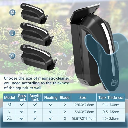 Image of AQQA Aquarium Magnet Glass /Acrylic Cleaner,Fish Tank Cleaner Brush